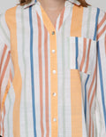 Connexion Long Sleeve Shirt 78 Cott Slub Boxy Print Stripes