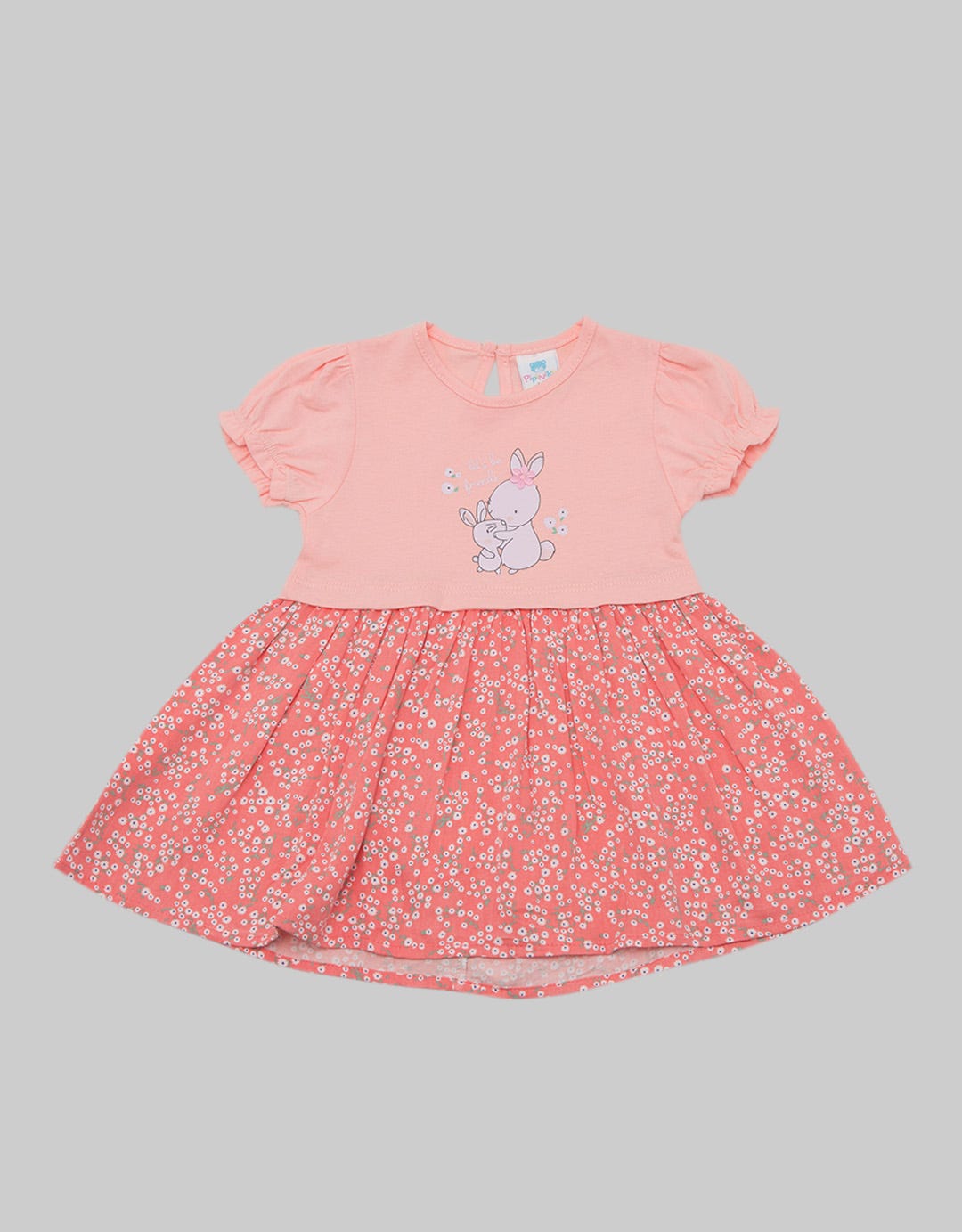 Pipiniko Short Sleeve Midi Dress Combi Knit Bunny