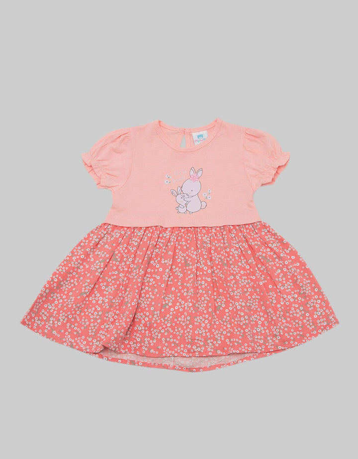 Pipiniko Short Sleeve Midi Dress Combi Knit Bunny