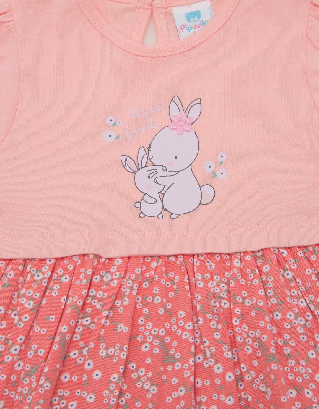 Pipiniko Short Sleeve Midi Dress Combi Knit Bunny