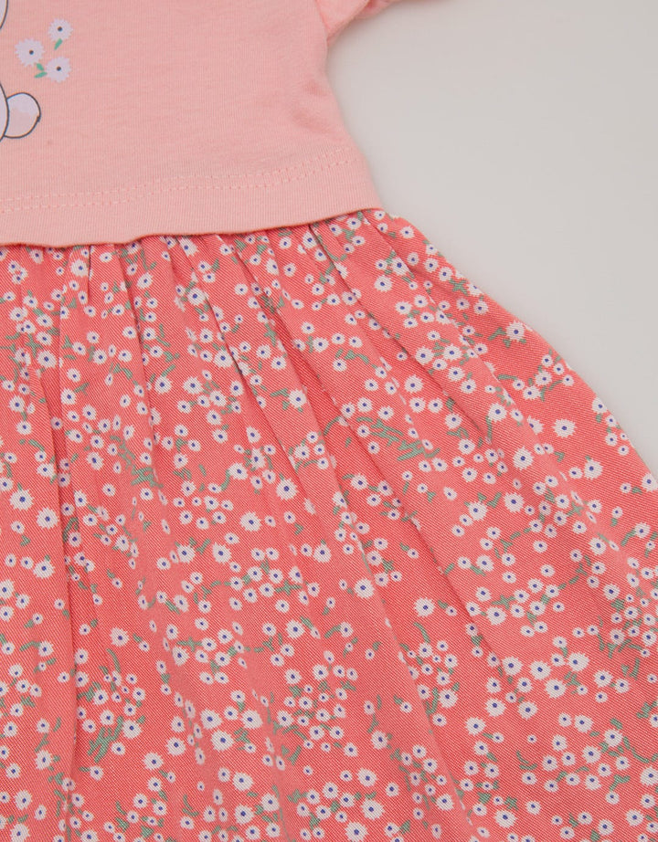 Pipiniko Short Sleeve Midi Dress Combi Knit Bunny