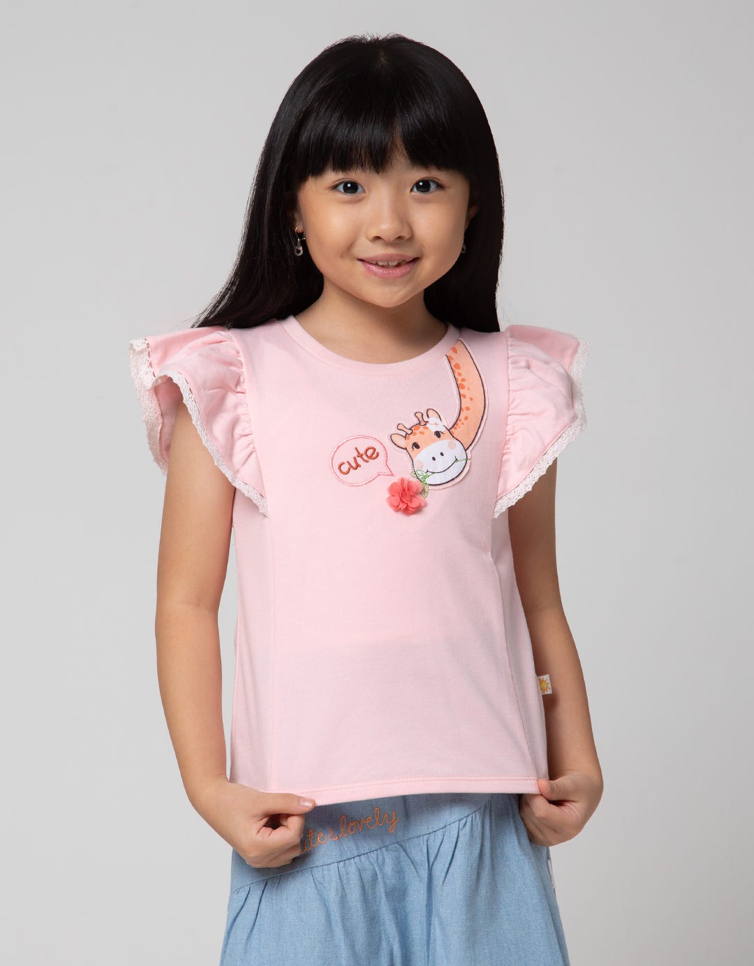 Little M Ruffle Sleeve Kaos Anak Perempuan