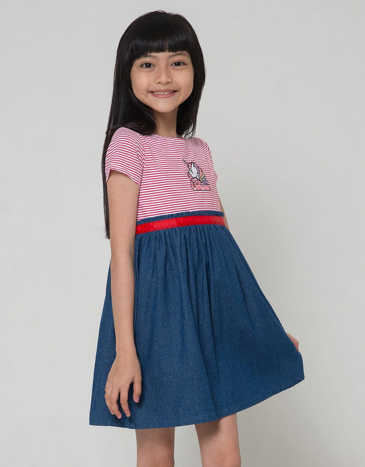 Little M Short Sleeve Midi Dress Salur Unicorn