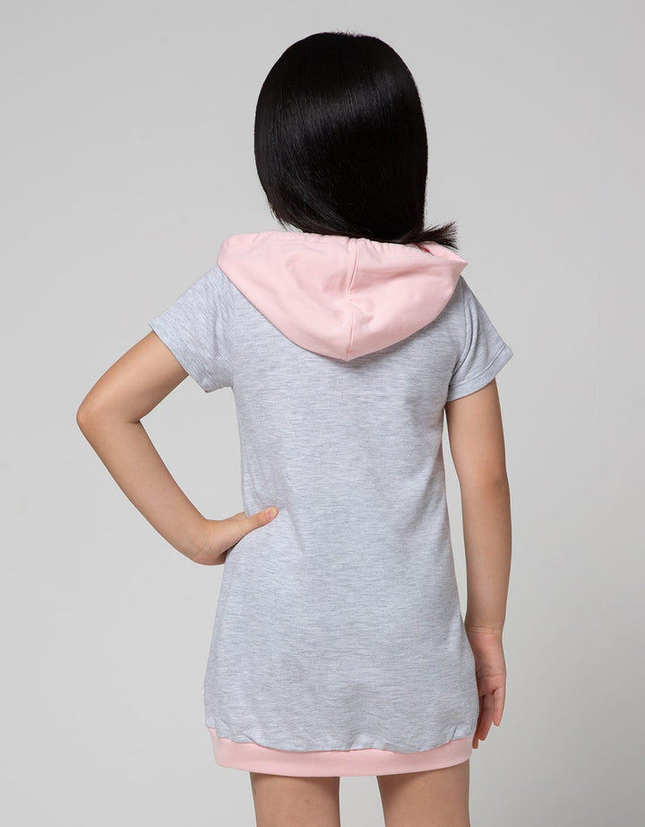 Little M Short Sleeve Midi Dress Hoody Giraffe