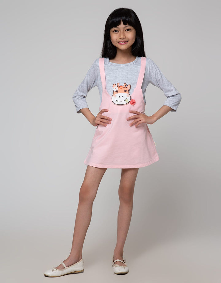 Little M Long Sleeve Midi Dress Overall Giraffe