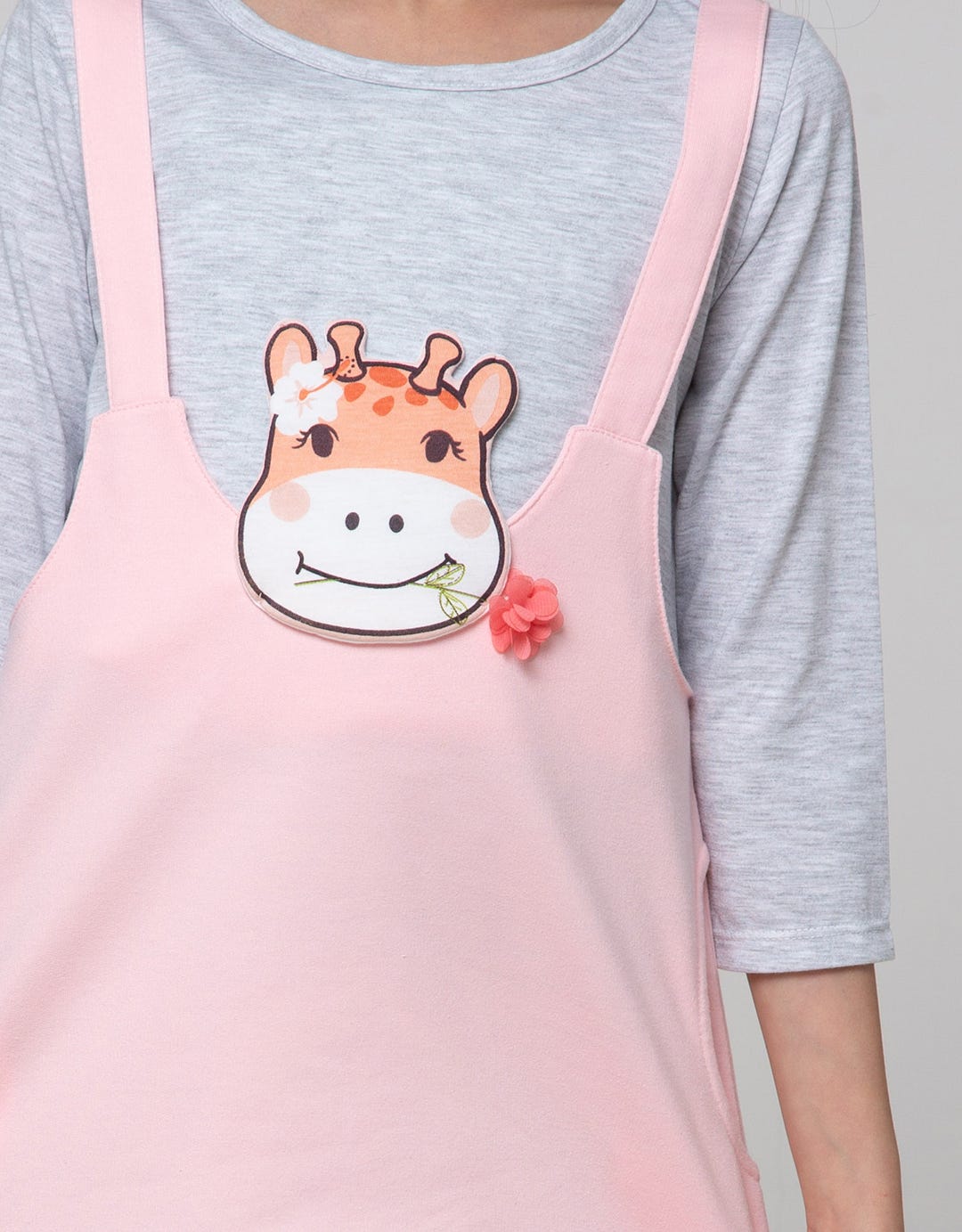 Little M Long Sleeve Midi Dress Overall Giraffe