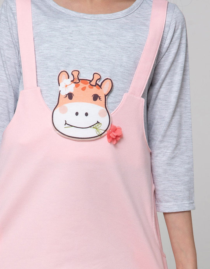 Little M Long Sleeve Midi Dress Overall Giraffe