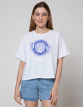 Details Short Sleeve T-Shirt Loose Fit Crop Tee-Varsity Print