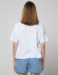 Details Short Sleeve T-Shirt Loose Fit Crop Tee-Varsity Print