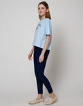 Details Short Sleeve T-Shirt Loose Fit Crop Tee-Varsity Print