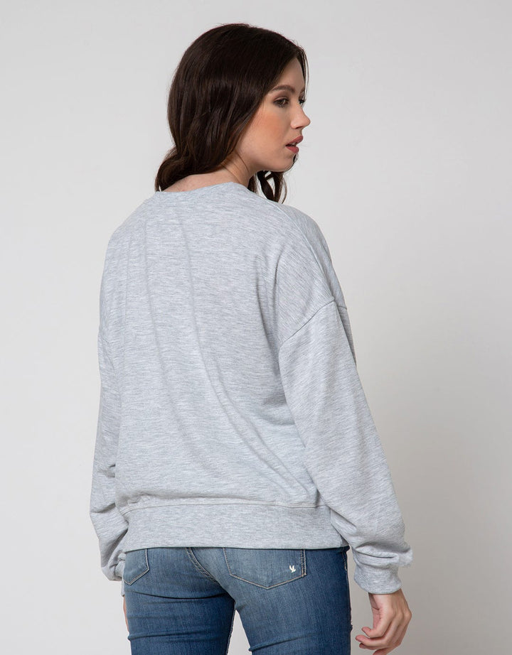 Details Sewn Embro Sweater Wanita
