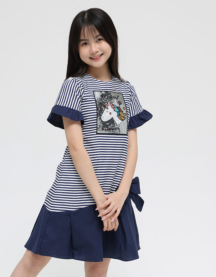 Donita Dress Casual Unicorn Stripe