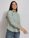 Expand Denim Blouse Basic Wanita