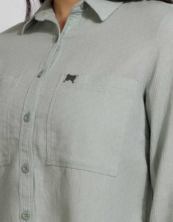 Expand Denim Blouse Basic Wanita