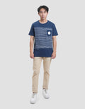 Cardinal Jeans Stripe Print Kaos Lengan Pendek Pria