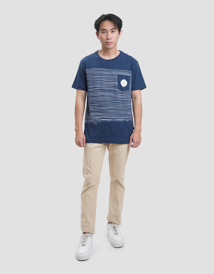 Cardinal Jeans Stripe Print Kaos Lengan Pendek Pria