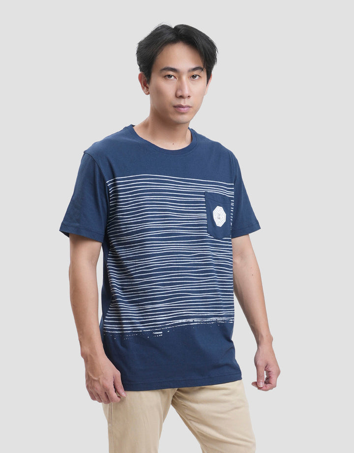 Cardinal Jeans Stripe Print Kaos Lengan Pendek Pria