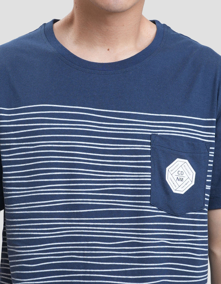 Cardinal Jeans Stripe Print Kaos Lengan Pendek Pria