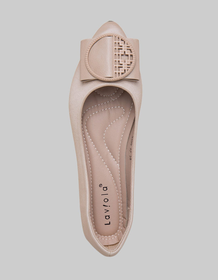 Laviola Round Ribbon Flat Shoes Wanita