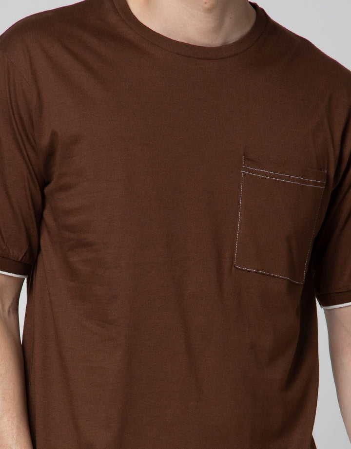 Details Short Sleeve T-Shirt R Neck Tencel Solid With Pocket