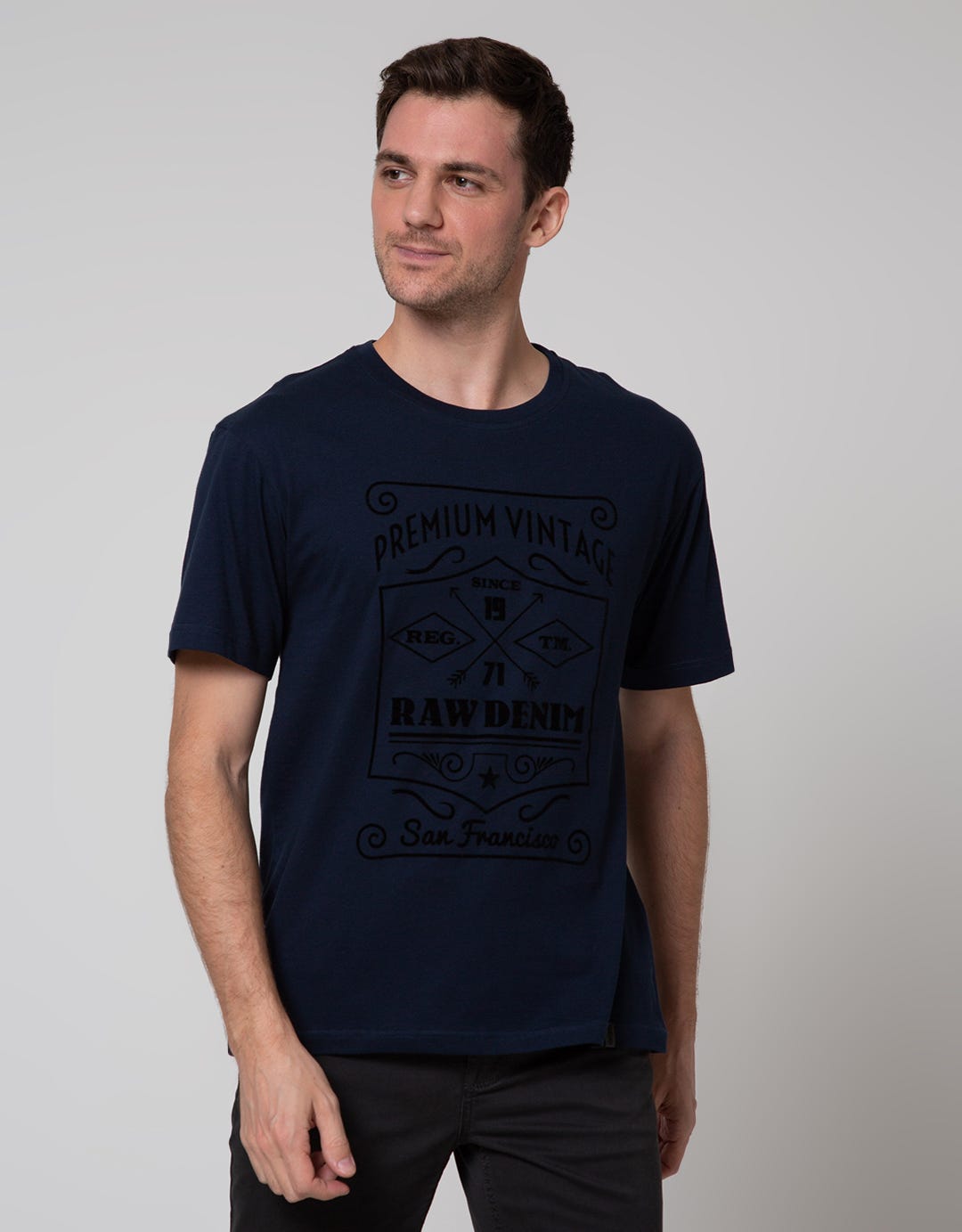 Details Short Sleeve T-Shirt R Neck Print Washing