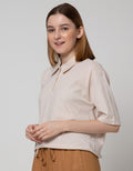 Details Sweatshirt Short Sleeve With Collar And Back Print