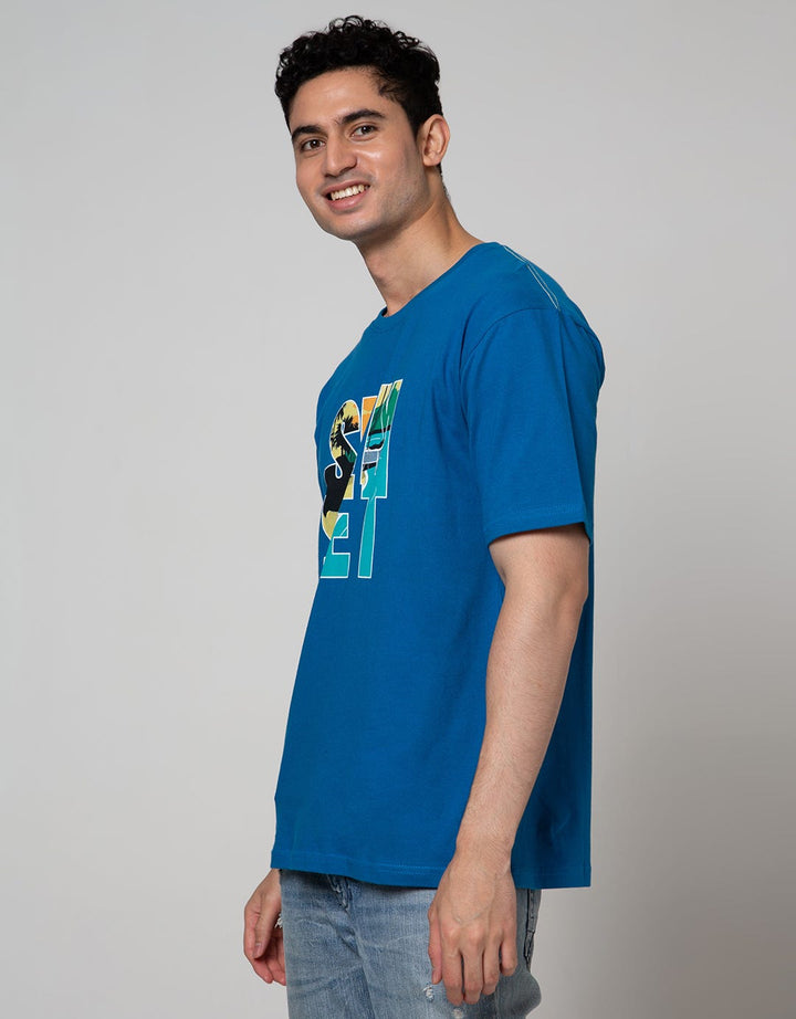 T Zone Short Sleeve T-Shirt Photoprint Theme Pop City Sunset