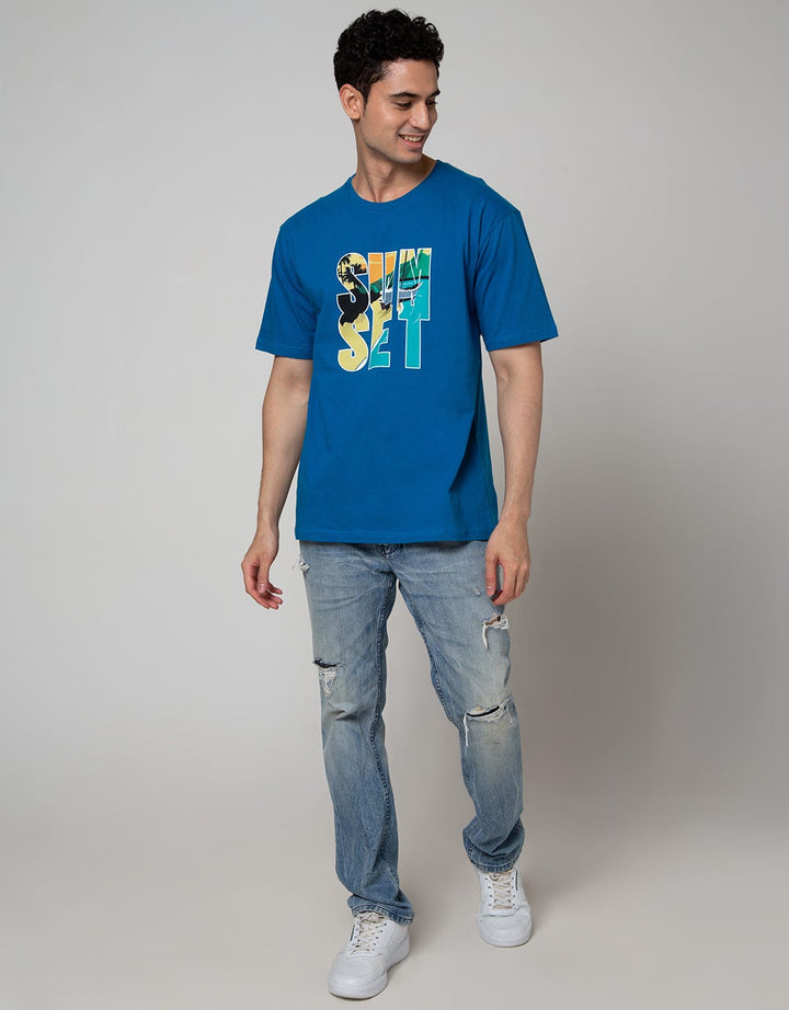 T Zone Short Sleeve T-Shirt Photoprint Theme Pop City Sunset