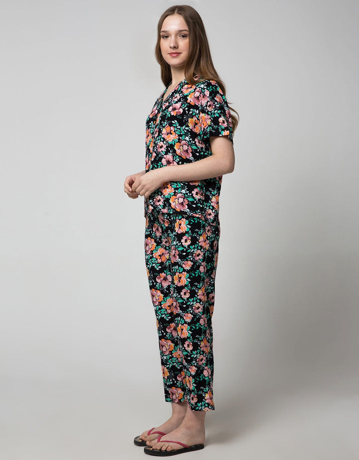 St. Yves Women Short Sleeve Pyjama Pants Water Lotus