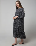 St. Yves Women Long Sleeve Maxi Dress Fallen Leaves