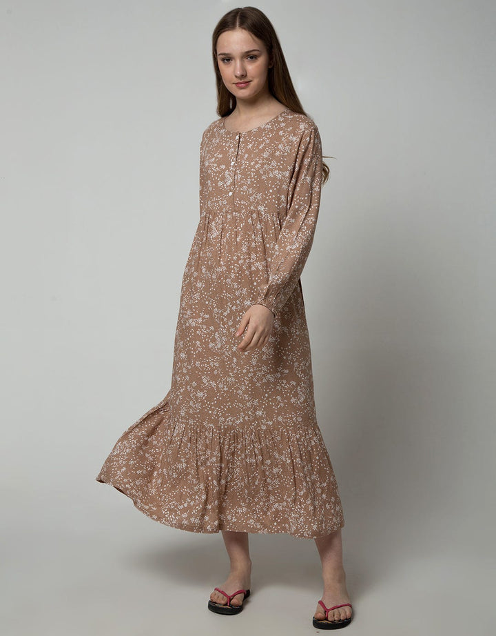 St. Yves Women Long Sleeve Maxi Dress Fallen Leaves