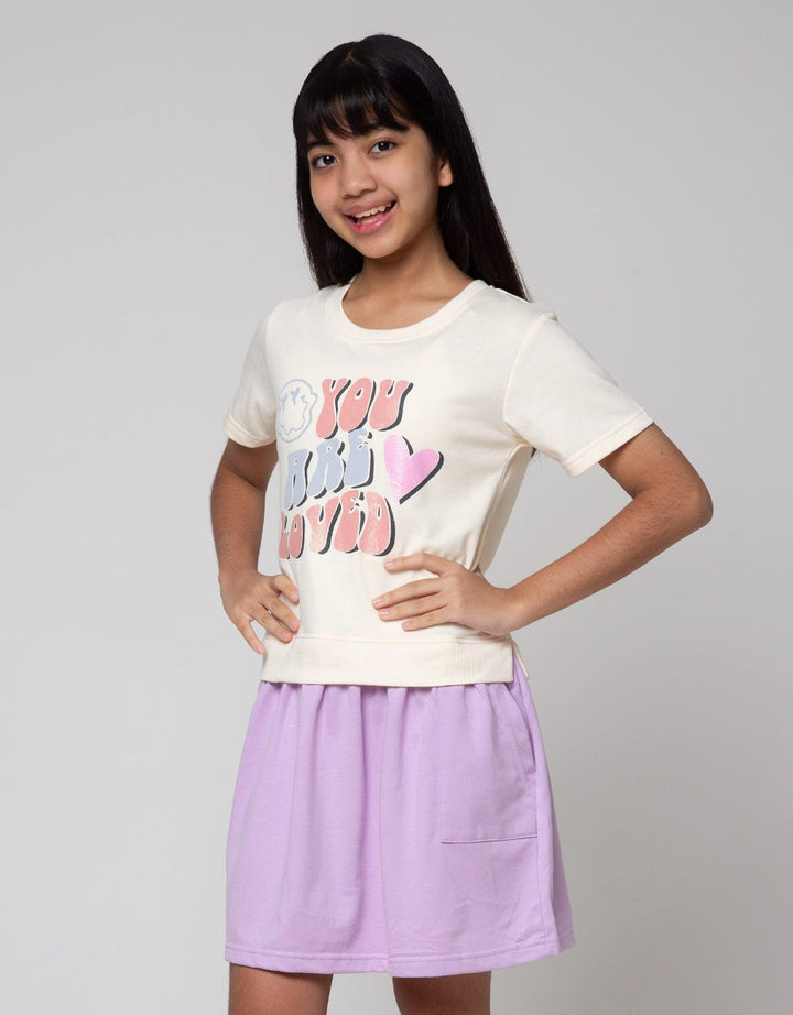 Nevada Short Sleeve Midi Dress With Skirt Choose Happy