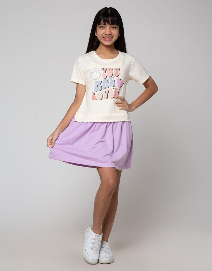 Nevada Short Sleeve Midi Dress With Skirt Choose Happy