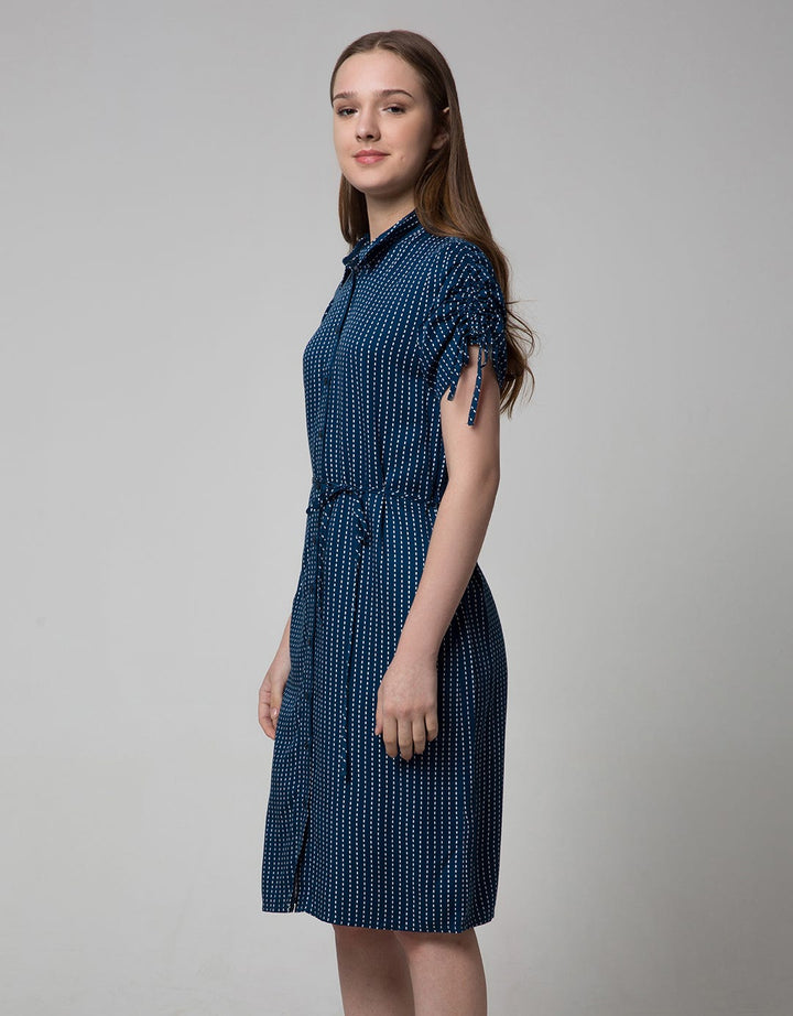 Connexion Ruched Rayon Midi Dress Wanita