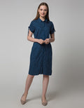 Connexion Ruched Rayon Midi Dress Wanita