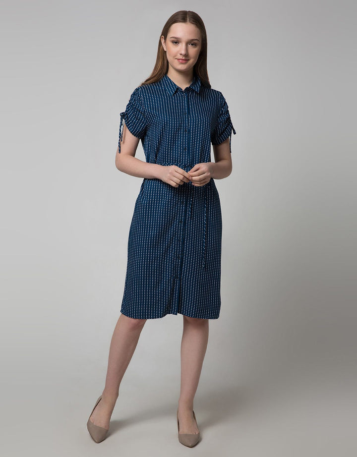 Connexion Ruched Rayon Midi Dress Wanita