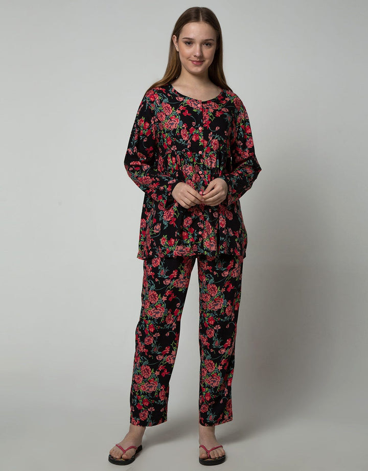 St. Yves Women Long Sleeve Pajama Pants Floral
