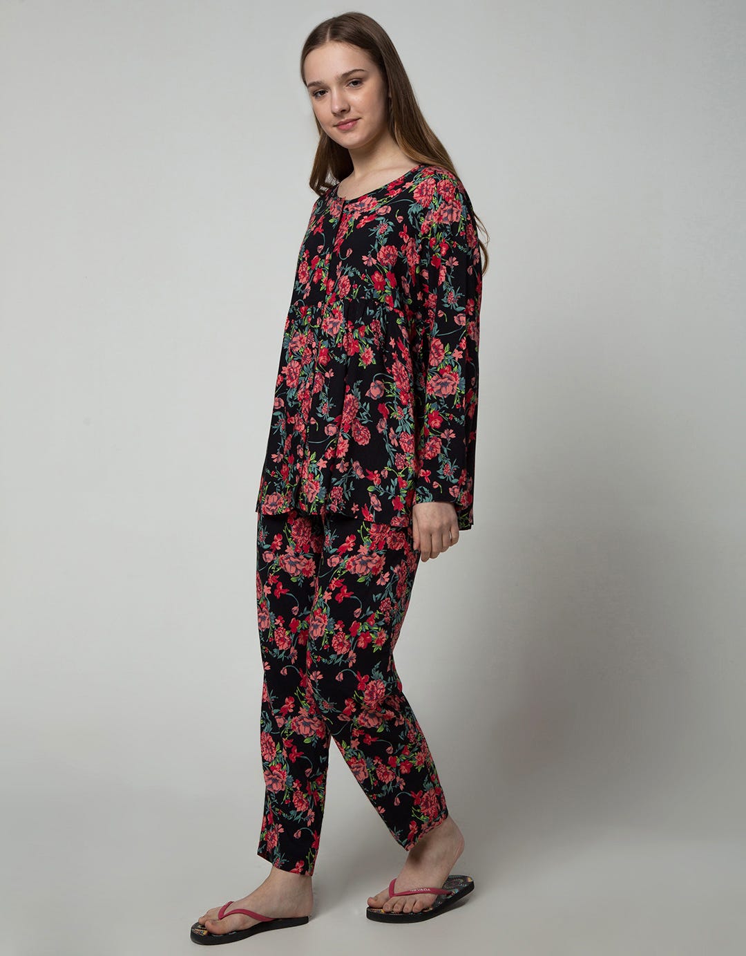 St. Yves Women Long Sleeve Pajama Pants Floral