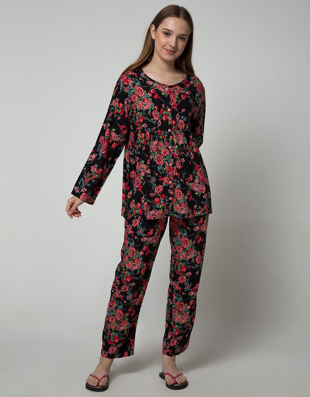 St. Yves Women Long Sleeve Pajama Pants Floral