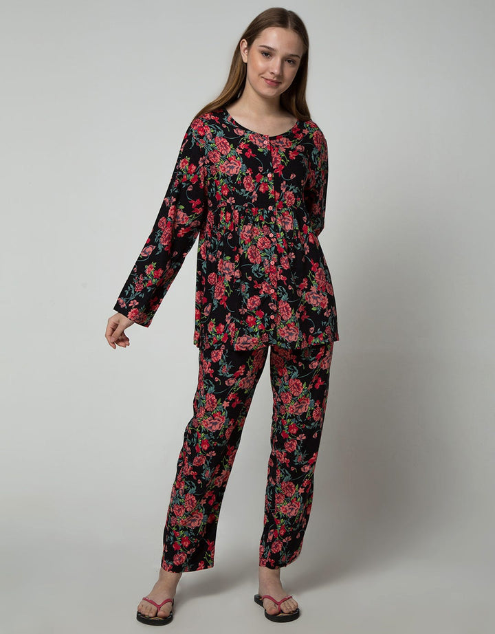 St. Yves Women Long Sleeve Pajama Pants Floral