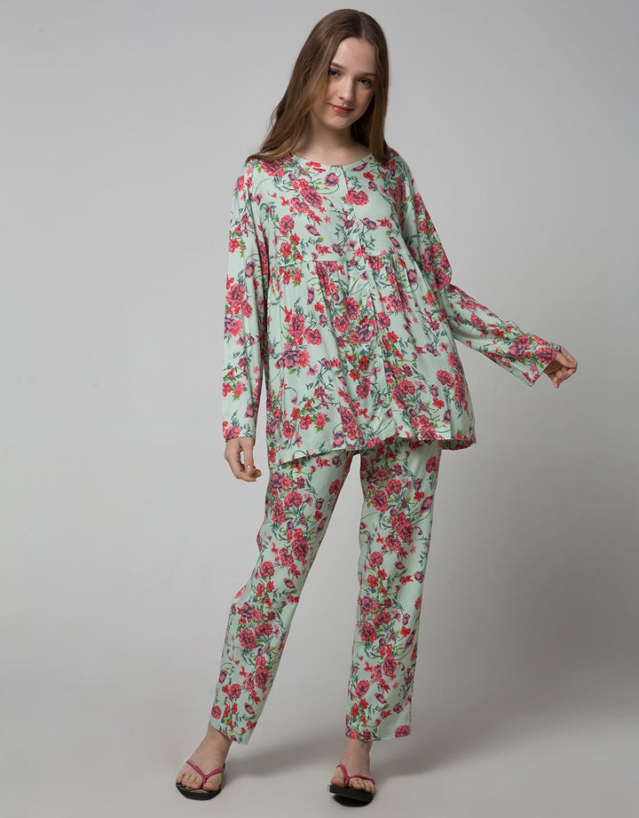 St. Yves Women Long Sleeve Pajama Pants Floral