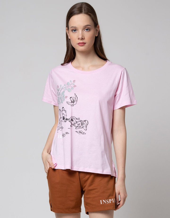 Details Short Sleeve T-Shirt Printed Tee Bambi Print
