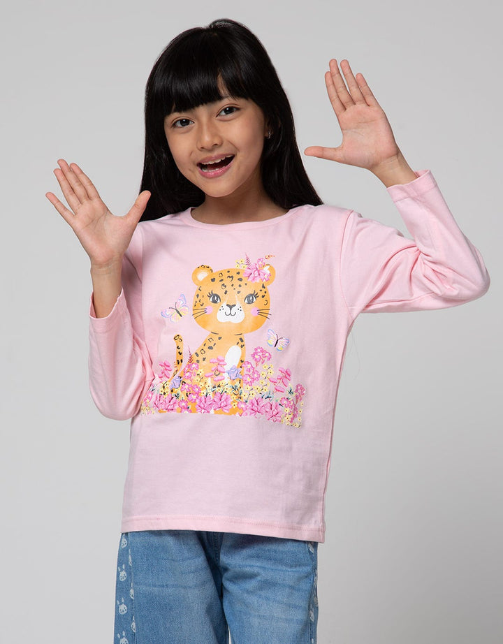 Little M Long Sleeve T-Shirt Leopard With Flower