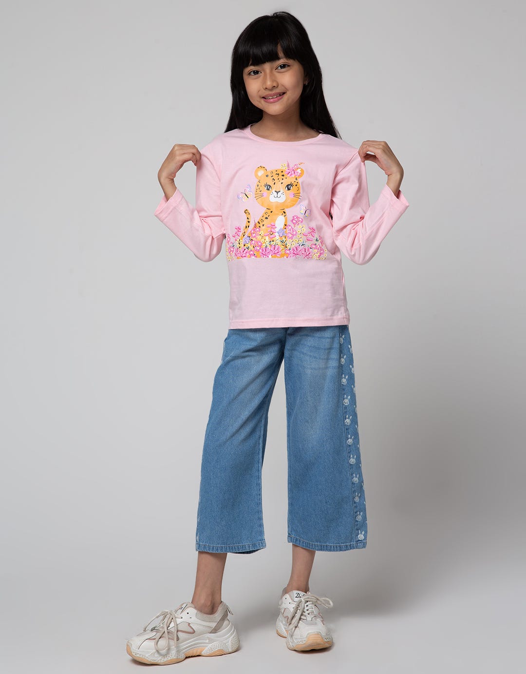 Little M Long Sleeve T-Shirt Leopard With Flower