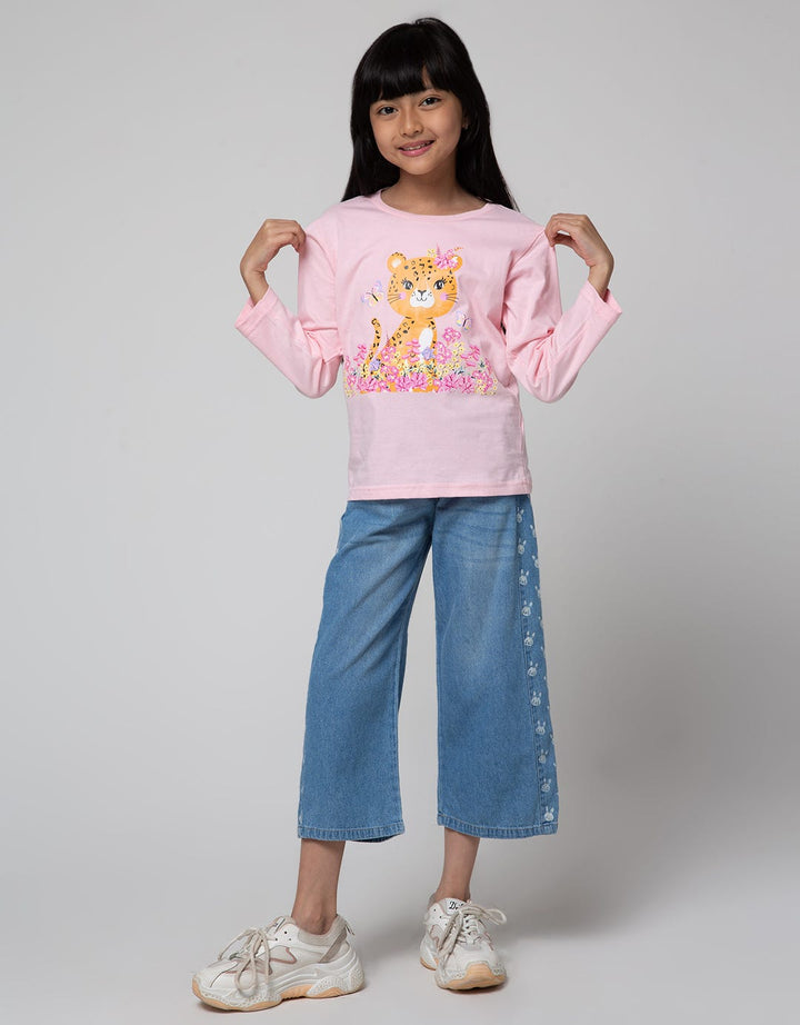 Little M Long Sleeve T-Shirt Leopard With Flower