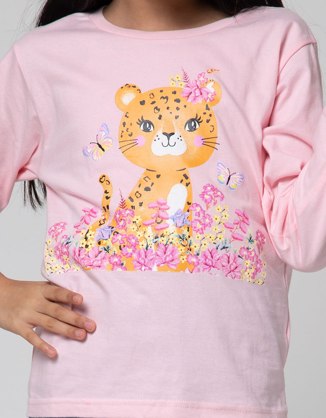 Little M Long Sleeve T-Shirt Leopard With Flower