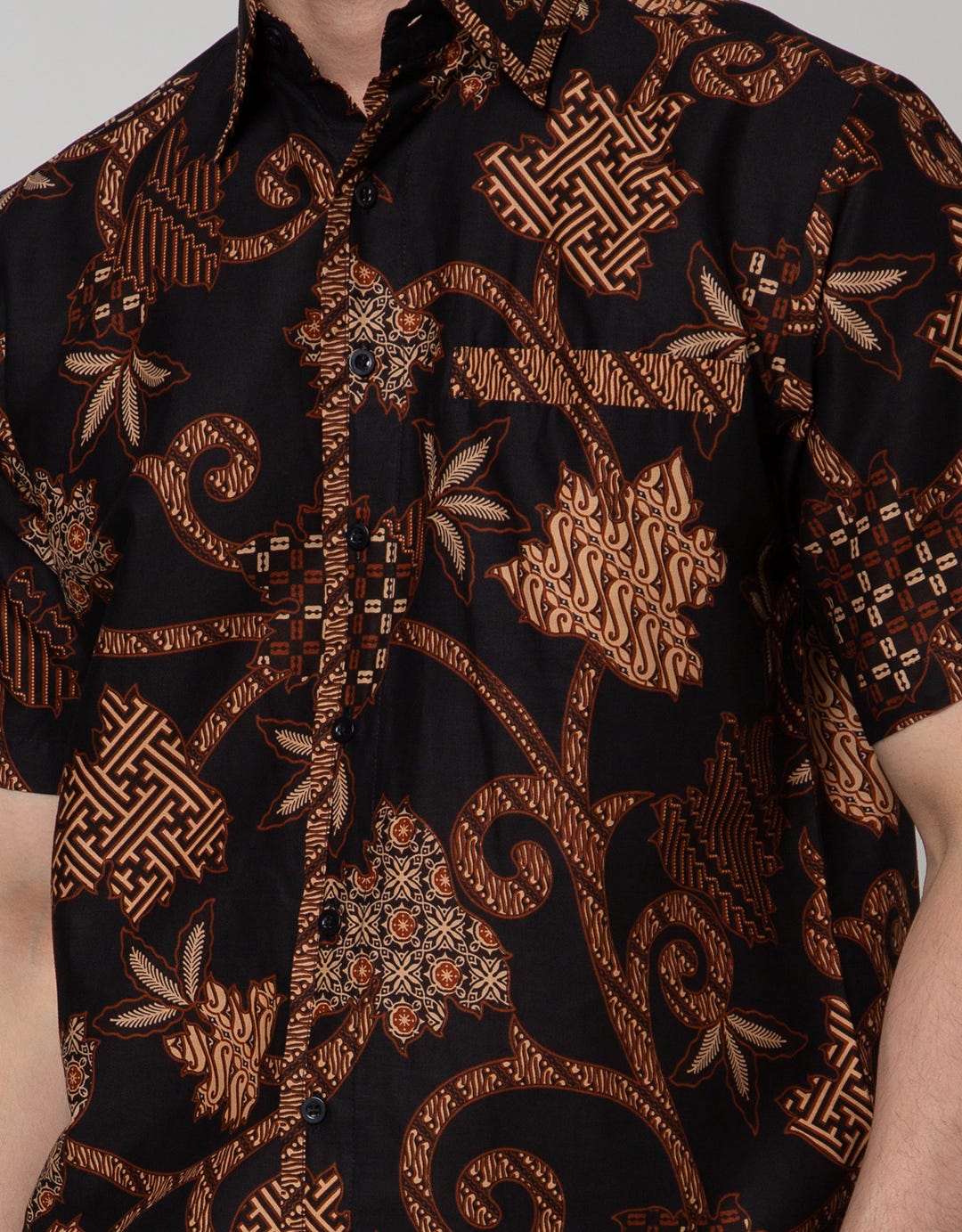 Adikusuma Batik Shirt Short Sleeve Leaf Filled