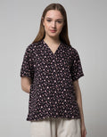 Connexion Collar Flower Print Blouse Wanita