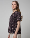 Connexion Collar Flower Print Blouse Wanita