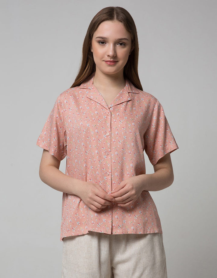 Connexion Collar Flower Print Blouse Wanita